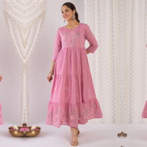 Floral Embroidered Cotton Anarkali Kurtis Collection